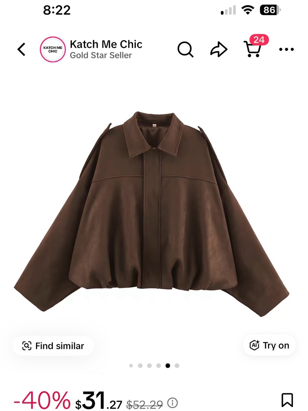 Brown Faux Suede Cropped Jacket